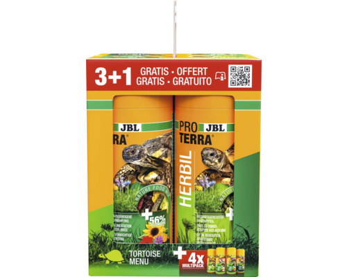 Schildkrötenfutter JBL PROTERRA TORTOISE M 3+1 Futtersortiment aus 4 Sorten für alle Landschildkröten 250 ml