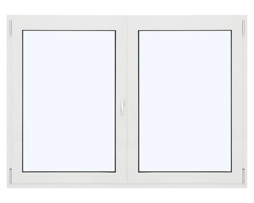 ARON Ternum Aluminiumfenster RAL 9016 verkehrsweiß 2 Flügelig (Dreh/Dreh-Kipp) mit beweglichem Pfosten (Stulp) 1000x1300 mm DIN Links Weißes Fenster mit zwei Flügeln