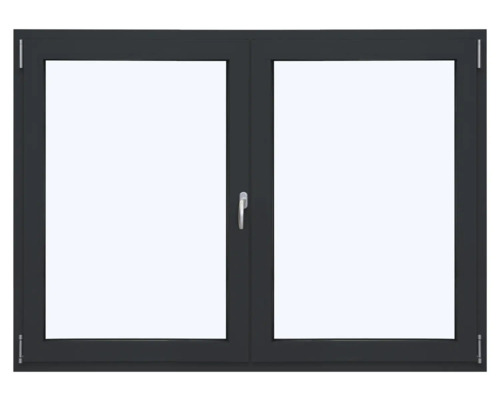 ARON Ternum Aluminiumfenster RAL 7016 anthrazitgrau 2 Flügelig (Dreh/Dreh-Kipp) mit beweglichem Pfosten (Stulp) 1000x1500 mm DIN Links Fenster mit zwei Flügeln