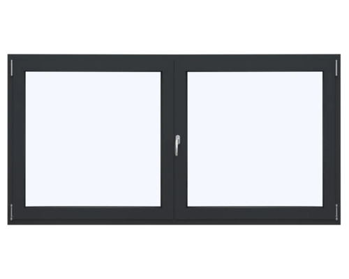 ARON Ternum Aluminiumfenster RAL 7016 anthrazitgrau 2 Flügelig (Dreh/Dreh-Kipp) mit beweglichem Pfosten (Stulp) 1600x1500 mm DIN Rechts Fenster mit zwei Flügeln