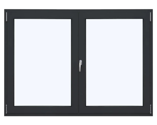 ARON Ternum Aluminiumfenster RAL 7016 anthrazitgrau 2 Flügelig (Dreh/Dreh-Kipp) mit beweglichem Pfosten (Stulp) 1000x1500 mm DIN Rechts Fenster mit zwei Flügeln und Fenstergriff