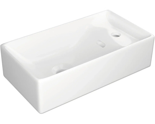 Handwaschbecken Jungborn Touch Armatur rechts 46x25 cm weiß glänzend