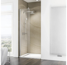 Modernes Badezimmer mit Duschkabine, Handtuchhalter und Heizkörper