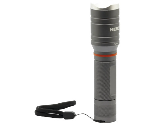 Graue LED-Taschenlampe mit Handschlaufe