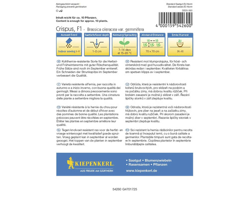 Crispus F1 Rosenkohl Saatgutpackung