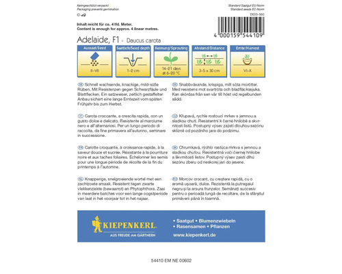 Karottensamen der Sorte Adelaide F1