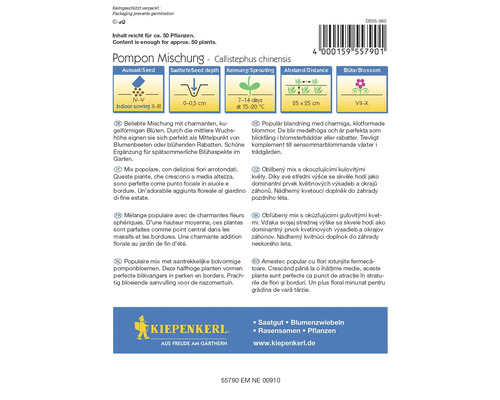 Pompon Mischung Saatgutpackung der Callistephus chinensis