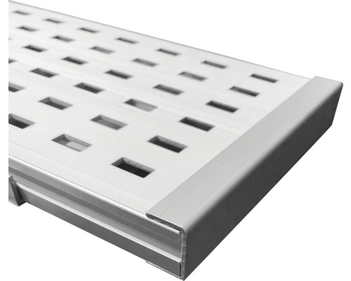 Endkappe für Drainageprofil 15x30x150 mm Pack = 2 Stück Aluminium-Bohlenbelag mit rechteckigen Öffnungen