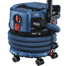 Blauer Industriesauger mit Schlauch und Zubehör