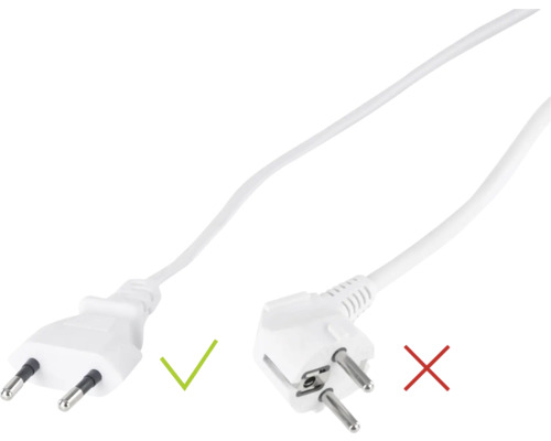 Abbildung eines Schuko-Steckers im Vergleich zu einem Stecker ohne Schutzkontakt