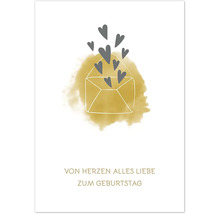 Illustration einer Geburtstagskarte mit Umschlag und Herzen