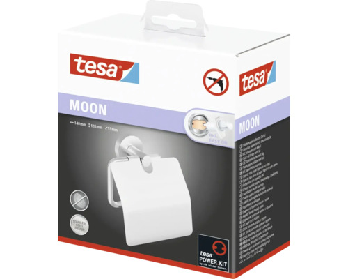 Verpackung einer Tesa Moon Toilettenpapierhalterung aus Edelstahl