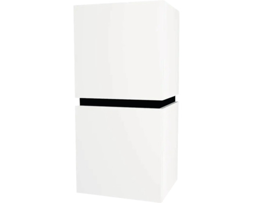 Hängeschrank Devo Viva 2.0 links 40x84x26 cm premium white matt mit 2 Türen Zwei aufeinander gestapelte, kubische Möbelstücke mit schwarzer Trennlinie