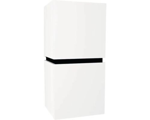 Hängeschrank Devo Viva 2.0 rechts 40x84x35 cm premium white matt mit 2 Türen Weiße Wandleuchte in Würfelform