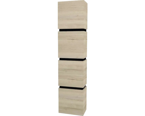 Hochschrank Devo Viva 2.0 40x170x26 cm Anschlag links ohne Softclose weiß/Eiche Hoher Badezimmerschrank aus Holzwerkstoff
