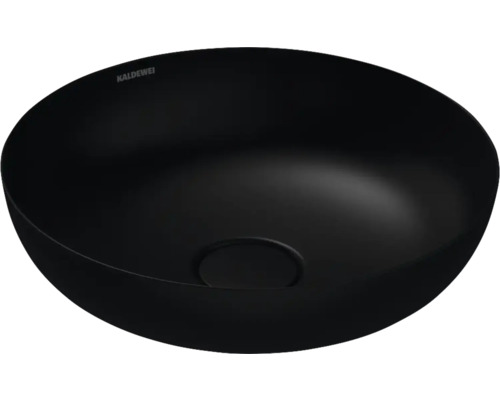 Aufsatzwaschbecken Kalswwei Miena 38x38 cm schwarz matt emailliert perleffekt Kaldewei Logo Aufsatzwaschbecken aus Stahl-Emaille