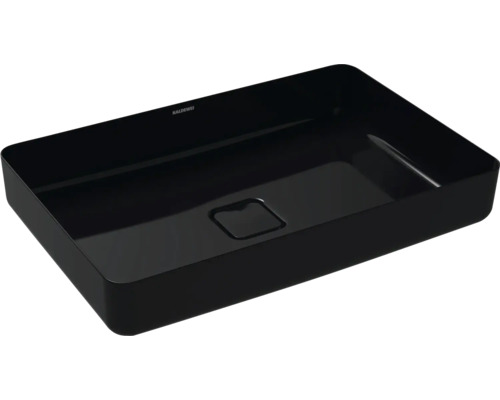 Aufsatzwaschbecken Kalswwei Miena 58x38 cm schwarz glänzend emailliert perleffekt Schwarzes Kaldewei Aufsatzwaschbecken aus Stahl-Emaille