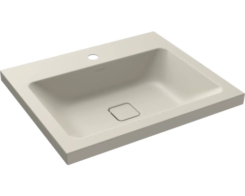 Aufsatzwaschbecken Kalswwei Cono 60x50 cm warm grey 10 matt emailliert perleffekt Waschtisch aus Keramik mit Hahnloch