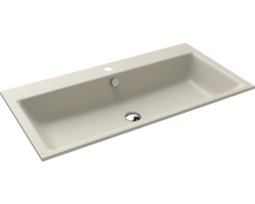Einbauwaschbecken Kaldewei Puro 90x46 cm warm grey 10 matt emailliert perleffekt Rechteckiges Waschbecken aus Keramik mit Hahnloch und Überlauf