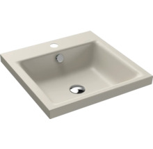 Vierkantes Waschbecken aus Keramik mit Hahnloch und Überlauf
