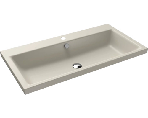Aufsatzwaschbecken Kaldewei Puro 90x46x4 cm warm grey 10 matt emailliert perleffekt Rechteckiges Aufsatzwaschbecken aus Keramik mit Hahnloch und Überlauf