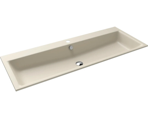 Einbauwaschbecken Kaldewei Puro 120x46 cm warm beige 20 matt emailliert perleffekt Rechteckiges Aufsatzwaschbecken aus Keramik mit Hahnloch und Überlauf