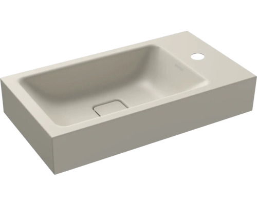 Handwaschbecken Kaldewei Cono 55x30 cm warm grey 10 matt emailliert perleffekt Aufsatzwaschbecken aus Keramik mit Hahnloch