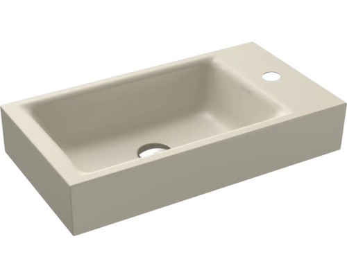 Handwaschbecken Kaldewei Puro 55x30 cm warm beige 20 matt emailliert perleffekt Beiger Waschtisch aus Keramik mit Hahnloch