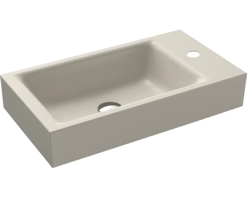 Handwaschbecken Kaldewei Puro 55x30 cm warm grey 10 matt emailliert perleffekt Rechteckiges Aufsatzwaschbecken für das Badezimmer mit Hahnloch