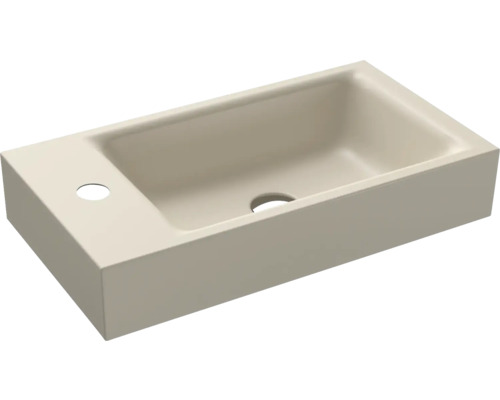 Aufsatzwaschbecken Kalswwei Puro 55x30 cm warm beige 20 matt emailliert perleffekt Waschbecken aus Sanitärkeramik mit Hahnloch
