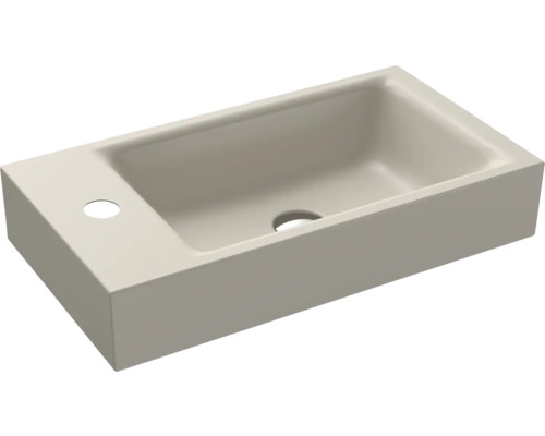 Aufsatzwaschbecken Kalswwei Puro 55x30 cm warm grey 10 matt emailliert perleffekt Keramik Waschbecken mit Hahnloch