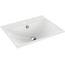 Waschbecken aus Keramik mit Hahnloch und Überlauf