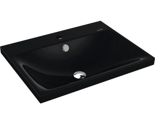 Aufsatzwaschbecken Kalswwei Silenio 60x46 cm schwarz glänzend emailliert perleffekt Schwarzes Aufsatzwaschbecken aus Keramik