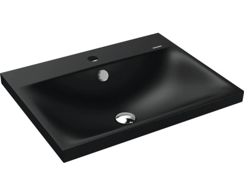 Aufsatzwaschbecken Kalswwei Silenio 60x46 cm schwarz matt emailliert perleffekt Kaldewei Waschtisch aus Stahl-Emaille