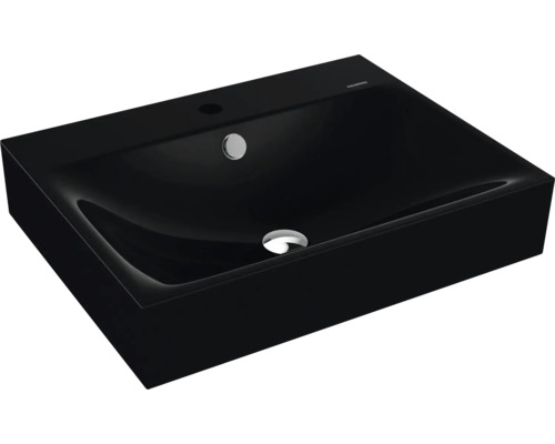 Waschtisch Kalswwei Silenio 60x46 cm schwarz glänzend emailliert perleffekt Schwarzes Keramik Waschbecken