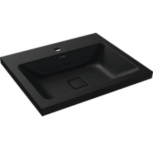Schwarzes Aufsatzwaschbecken mit rechteckiger Form