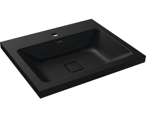 Aufsatzwaschbecken Kalswwei Cono 60x50 cm cool grey 90 matt emailliert perleffekt Schwarzes Aufsatzwaschbecken mit rechteckiger Form