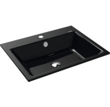 Einbauwaschbecken Kaldewei Puro 60x46 cm schwarz glänzend emailliert perleffekt