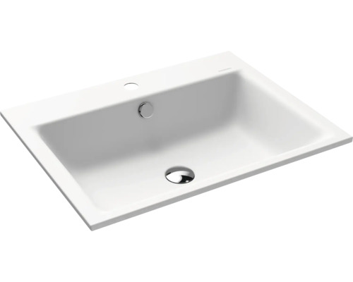 Einbauwaschbecken Kaldewei Puro 60x46 cm alpinweiß matt emailliert perleffekt Waschbecken aus Sanitärkeramik