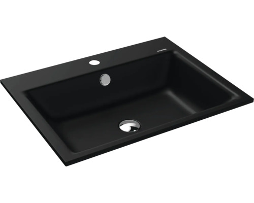 Einbauwaschbecken Kaldewei Puro 60x46 cm cool grey 90 matt emailliert perleffekt Schwarzes rechteckiges Waschbecken von Kaldewei für das Badezimmer