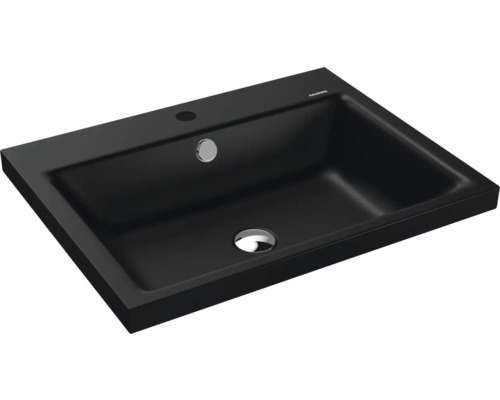 Aufsatzwaschbecken Kaldewei Puro 60x46x4 cm cool grey 90 matt emailliert perleffekt Schwarzes Aufsatzwaschbecken aus Keramik