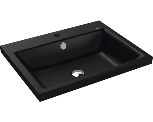 Aufsatzwaschbecken Kaldewei Puro 60x46x4 cm schwarz matt emailliert perleffekt Waschtisch aus Keramik