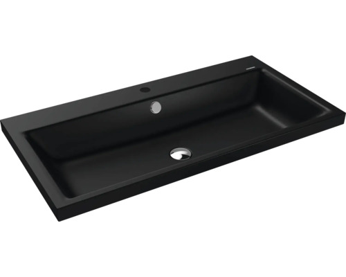 Aufsatzwaschbecken Kaldewei Puro 90x46x4 cm schwarz matt emailliert perleffekt Schwarzes Waschbecken aus Keramik