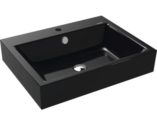 Aufsatzwaschbecken Kaldewei Puro 60x46x12 cm schwarz glänzend emailliert perleffekt Schwarzes Keramik-Waschbecken für das Badezimmer