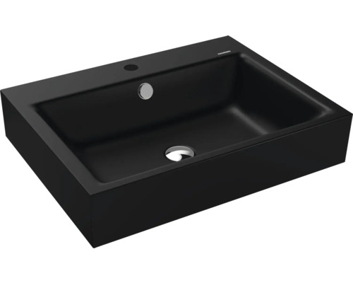 Aufsatzwaschbecken Kaldewei Puro 60x46x12 cm schwarz matt emailliert perleffekt Schwarzes Aufsatzwaschbecken aus Keramik
