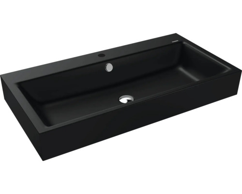 Aufsatzwaschbecken Kaldewei Puro 90x46x12 cm schwarz matt emailliert perleffekt Schwarzes Keramik Waschbecken mit Überlauf