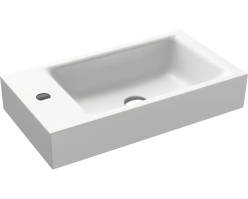 Aufsatzwaschbecken Kalswwei Puro 55x30 cm alpinweiß matt emailliert perleffekt Keramik Waschbecken mit Hahnloch