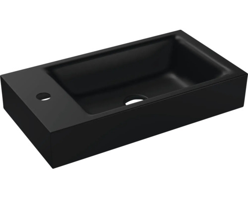 Aufsatzwaschbecken Kalswwei Puro 55x30 cm schwarz matt emailliert perleffekt Schwarzes Aufsatzwaschbecken mit Hahnloch