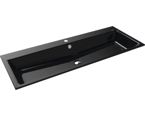 Einbauwaschbecken Kaldewei Puro 120x46 cm schwarz glänzend emailliert perleffekt Schwarzes Aufsatzwaschbecken für das Badezimmer