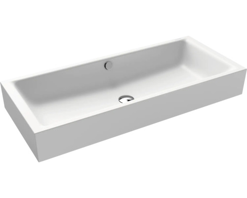 Aufsatzwaschbecken Kalswwei Puro 90x38,5 cm alpinweiß matt emailliert perleffekt Rechteckiges Waschbecken aus Keramik
